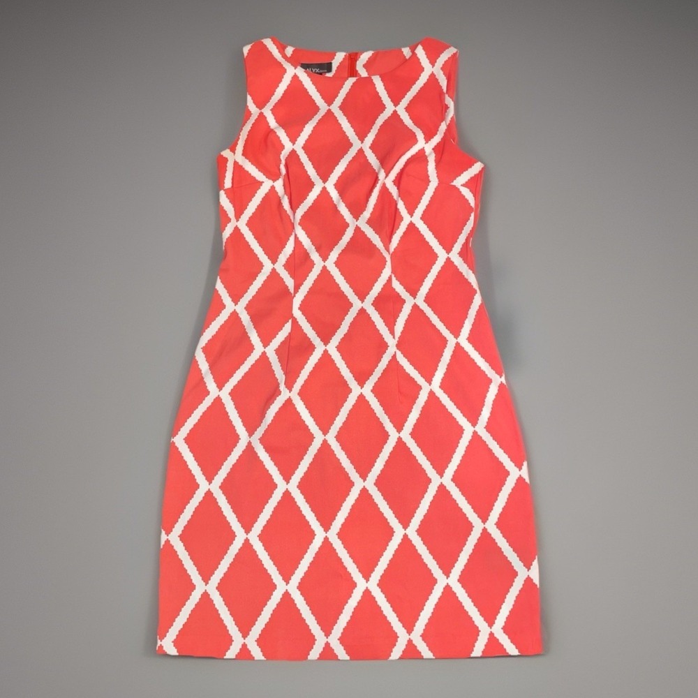 Alyx Sleeveless Sheath Boat Neck Diamond Design Orange Dress Size 4